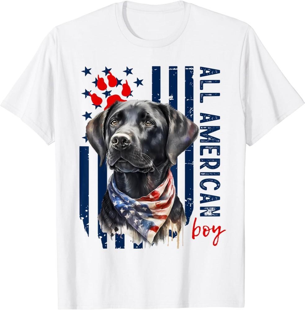 

Patriotic USA Flag Black Labrador All American Boy Lab Owner Gift Unisex T-Shirt M