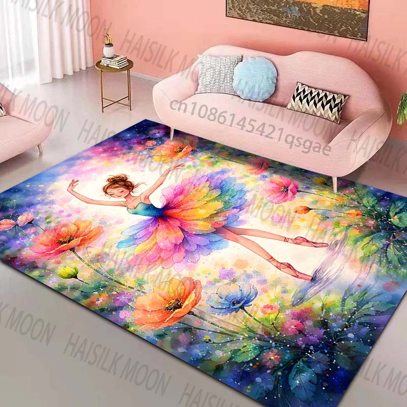 

Dancer in rainbow dress and flowers Print Rug Carpets for Bedroom Living Room Sofa Mat Creative Door Mat Cloakroom Home Decor 40x60cm