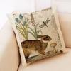 Retro Flower And Bird Design Linen Pillowcase Car Seat Cushion Cover Decorative Living Room Sofa 45*45Cm