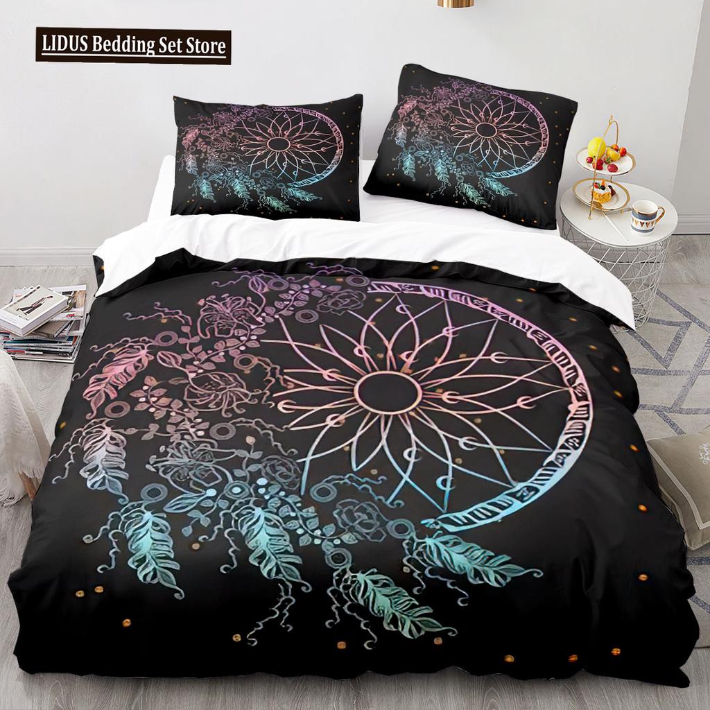 Dreamcatcher Duvet Cover Set 3D Print Feather Sun Moon Polyester Comforter Cover King Queen Twin Full Size For Kids Boys Girls