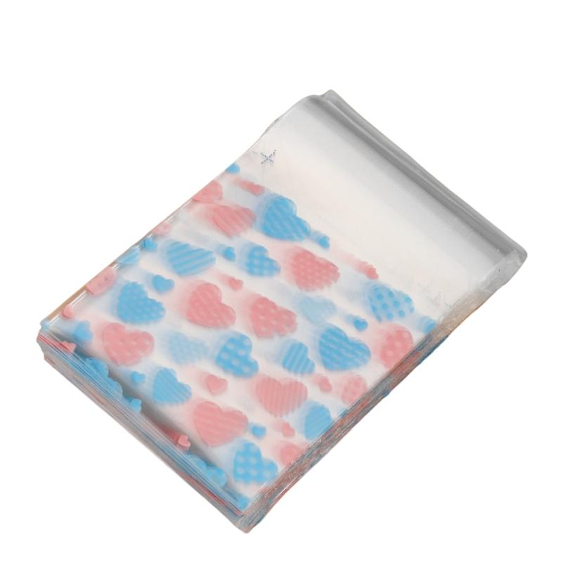 

100Pcs Valentine s Day Clear Adhesive Bags Love Heart Clear Plastic Bags For Food Packaging, Cookie & Snack Wrapping
