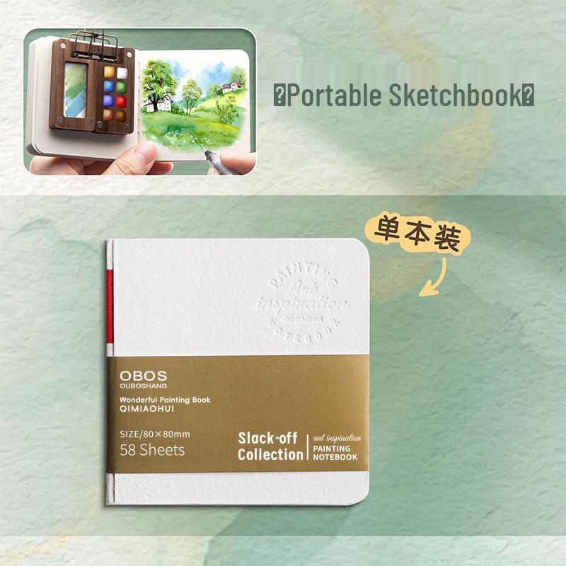 Mini Watercolor Walnut Box: Portable Travel Sketchbook & Palette