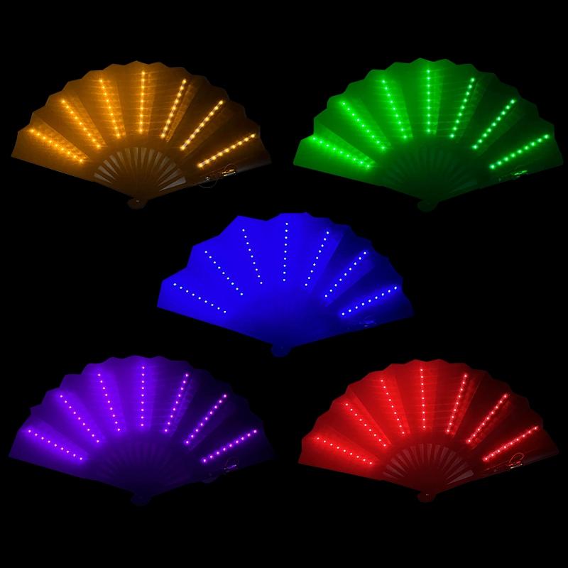 Glowing Folding Fan Lighting Hand Fans for Women Atmosphere Photo Prop Wedding Hand Fans Glowing Party Supplies Abanicos