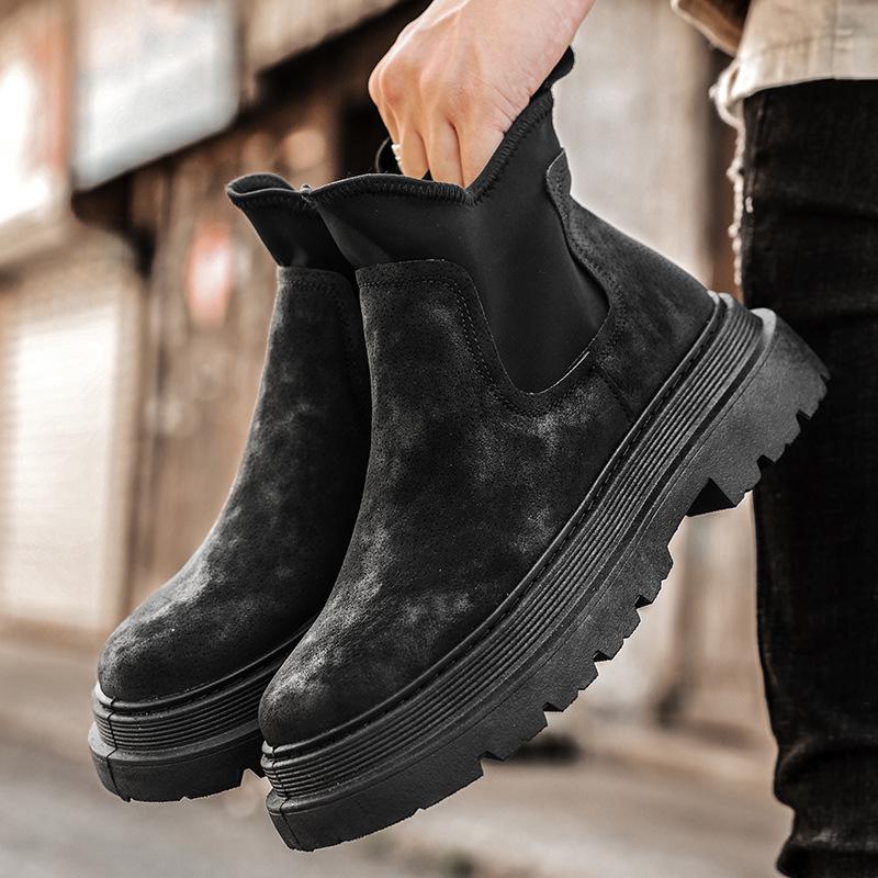 Herren 2022 Winter High-Top Martin Stiefel mit dicker Sohle und modischem Socken-Design für Arbeit und Outdoor