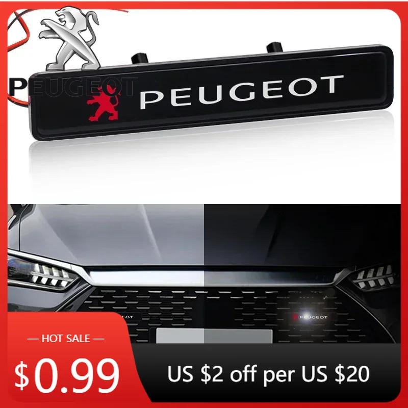 Car Sticker Car Decorative Light LED Front Hood Grille Emblem Badge Decor For Peugeot 206 307 308 3008 207 208 407 408 508 2008