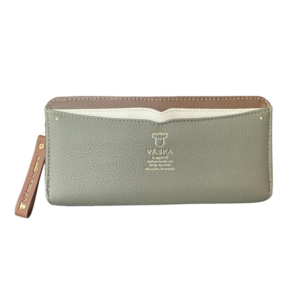 

K-PARTS VASKA by moz Silphy Round Zipper Long Wallet, Moz VASKA Moose Wallet, Multi-functional Wallet with Card Slots, Perfect for Women, Girls, and