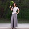 Elegant Commuter Set 2026 Summer New One Collar Split T-shirt Waist Drop Wide Leg Pants Two Piece Set for Women