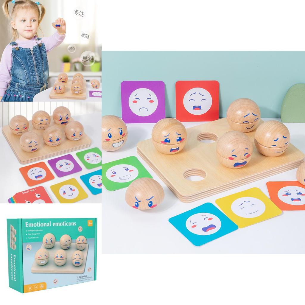 Wooden Emotional Expression Ball Educational Toy For Parent Child Interactive Play