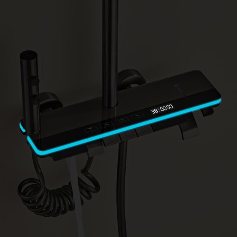 Temperature Digital Display Shower Set Shower Faucet System Set Hot Cold With Ambient Light Shower Column Bathroom Shower Head