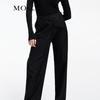 MO&Co. Women's Wool Blend High-Waist Wide-Leg Trousers