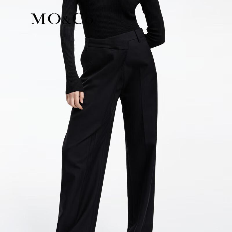 MO&Co. Women's Wool Blend High-Waist Wide-Leg Trousers