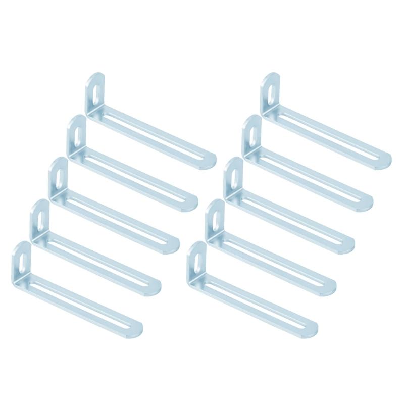 10Pcs Iron L Shaped Corner Brackets Fixer Double Slot Fixing Brackets For Wall Shelving Bookcases Easy Installation