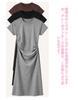 [YUANYUAN] CREAM Dress for Women - Slim Fit, Tight, Long Length, Round Neck, Slimming, Wing Sleeves, Pleated, High Waist, Elegant, Stylish, Fashionabl