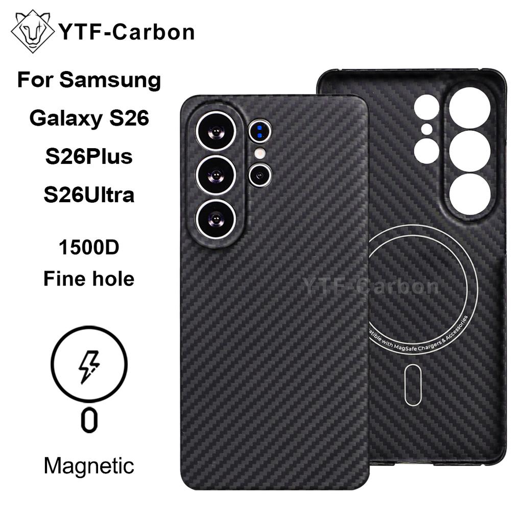 YTF-carbon Luxury Real Kevlar Case for Samsung Galaxy S26 Ultra/S26Plus/S26, Aramid Fiber Magnetic MagSafe Cover