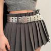 Leathers Womens Belt Fashion Double Grommet Belt Decorative Jeans Dress Blet