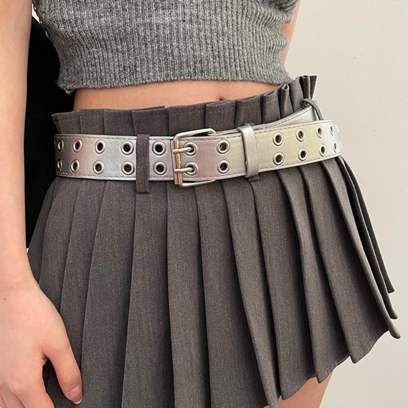 Leathers Womens Belt Fashion Double Grommet Belt Decorative Jeans Dress Blet