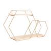 Wall Mounted No Punch Shelves Display Storage Rack Home Office Decoration(Gold )