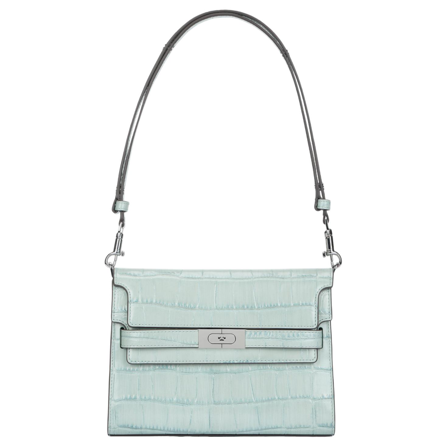 

Tory Burch Lee Radziwill Adjustable Detachable Shoulder Strap Flap Closure Crocodile Embossed Leather Crossbody Bag Small Women Bags 162446-400 Basic Set (Bag+Dust Bag)