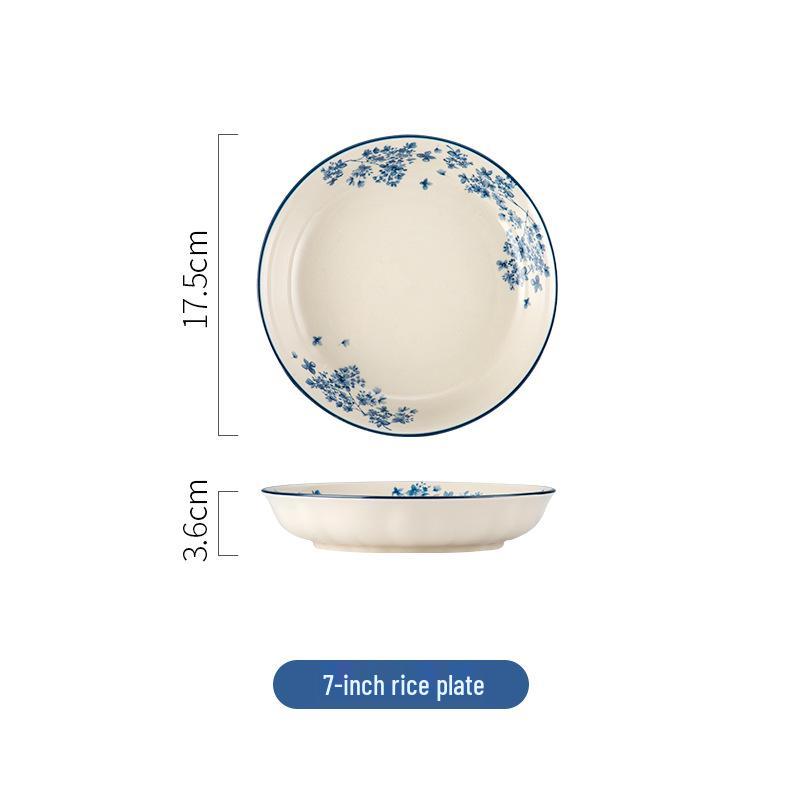 Luxury National Tide Style Ceramic Bowl & Plate Set - Underglaze Color, Ideal for Rice, Soup, and More.
