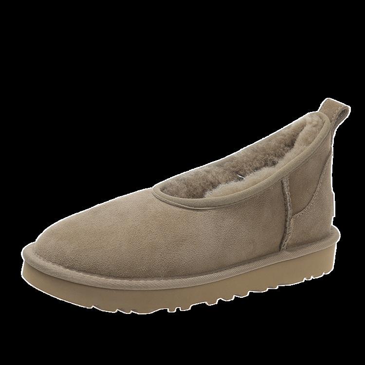 

2025 зима новые туфли-лодочки с глубоким вырезом, цвет антилоповый коричневый, на одной педали, из искусственного короткого плюша, туфли-лодочки с глубоким вырезом, ботинки-дутики с круглым носком 40