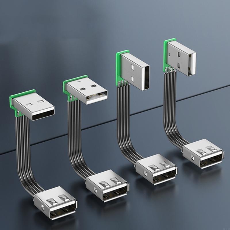 Super Flat flexible USB 2.0 A Male to Female 90 Angled Extension Charging data cable USB male to female right/left/down/up