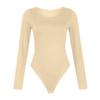 Women's Color Sexy Long Sleeve Racer Back Neck Sling Bodysuit Vest Jumpsuit