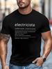 Men'S Outdoor Casual Sports T-Shirt, Featuring a Fun Electrician Design with Humorous Spanish Electrical Terms, Short Sleeve Round Neck, Suitable for 