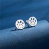 925 Sterling copper Small Animal Stud Earrings for Women Mini Dog Paw Piercing Earring Zircon Rabbit Owl Cat on Moon Pendientes