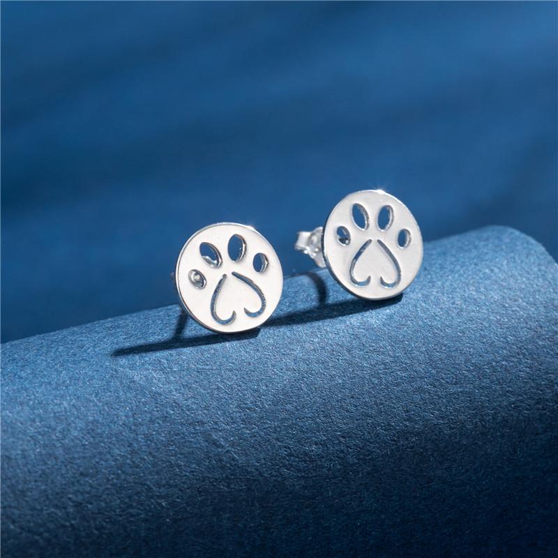 925 Sterling copper Small Animal Stud Earrings for Women Mini Dog Paw Piercing Earring Zircon Rabbit Owl Cat on Moon Pendientes