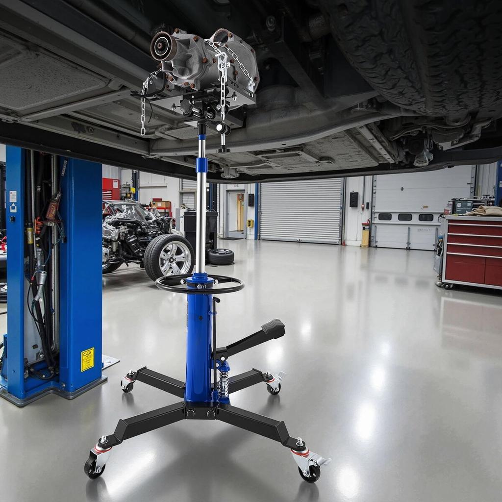 Hydraulic Transmission Jack, 1322 Lbs / 0.6 Ton Lifting Capacity Telescoping Transmission Jack with Foot Pedal, Dual Telescopic Trans, 88-176 Cm High