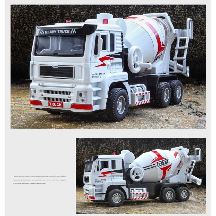 1/40 Diecast Alloy Electric Mixer Car Model Metal Heavy Cement Mixe Truck Vehicles Car Model Sound and Light Childrens Toys Gift