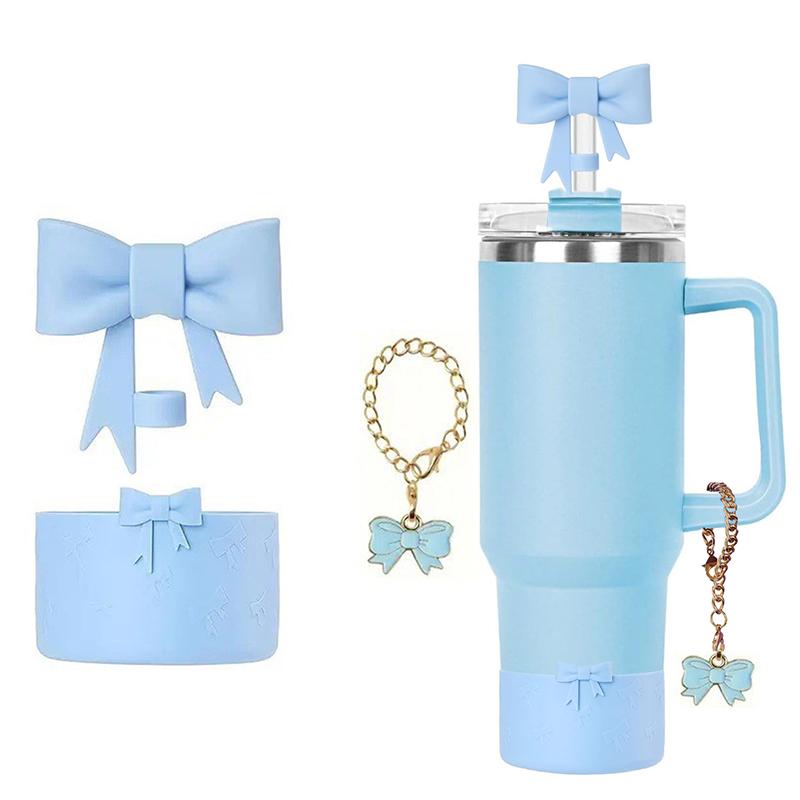 Sada doplňků pro Stanley Cup, Roztomilé ozdoby na slámku s mašličkou pro Stanley Cup 30/40oz Tumbler, Motýlí řetízek, Botka na Stanley Cup