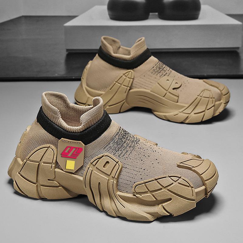 

Men s shoes breathable mesh new fly-woven sports shoes lazy sports casual shoes versatile men s shoes 45 хаки
