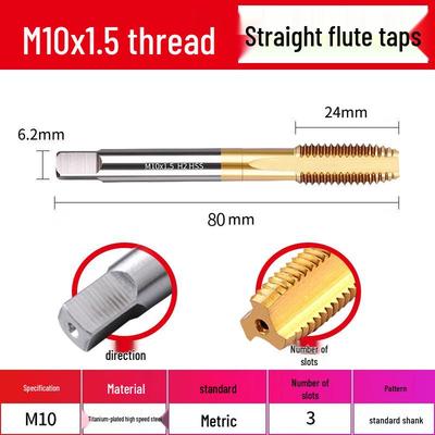 Jundingying M10x1.5 Titanium Coated Straight Drill & Spiral Tap Bit
