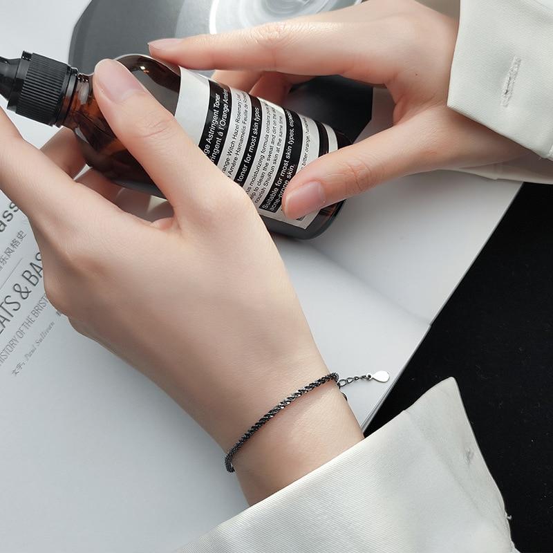 Modian Sale Starlight Kettenarmband für Damen, Mode, Sterling-Silber 925, schlichtes schwarzes Armband, edles Schmuckzubehör