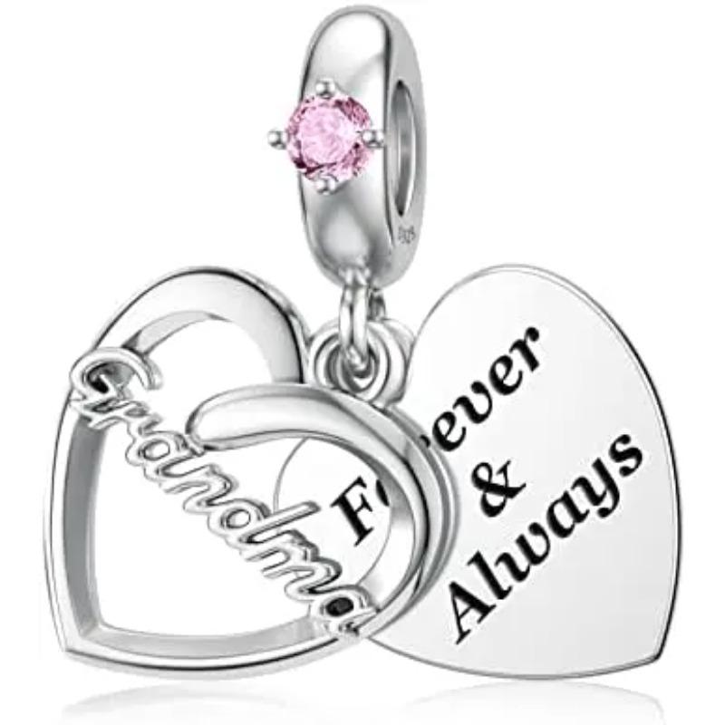 925 Silver Pink Heart Charm Pendant For Mother Sisters Daughter Friend DIY Jewelry Fit Original Bracelet Women Gift