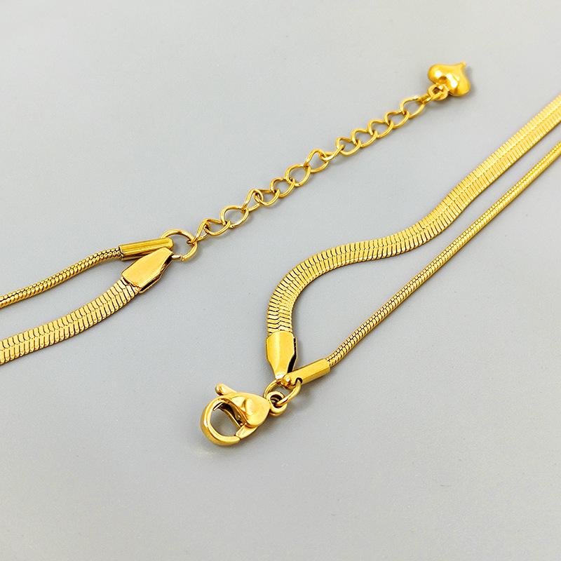 Minimalist Double Layered Snake Bone Necklace - Trendy European & American Style for Women