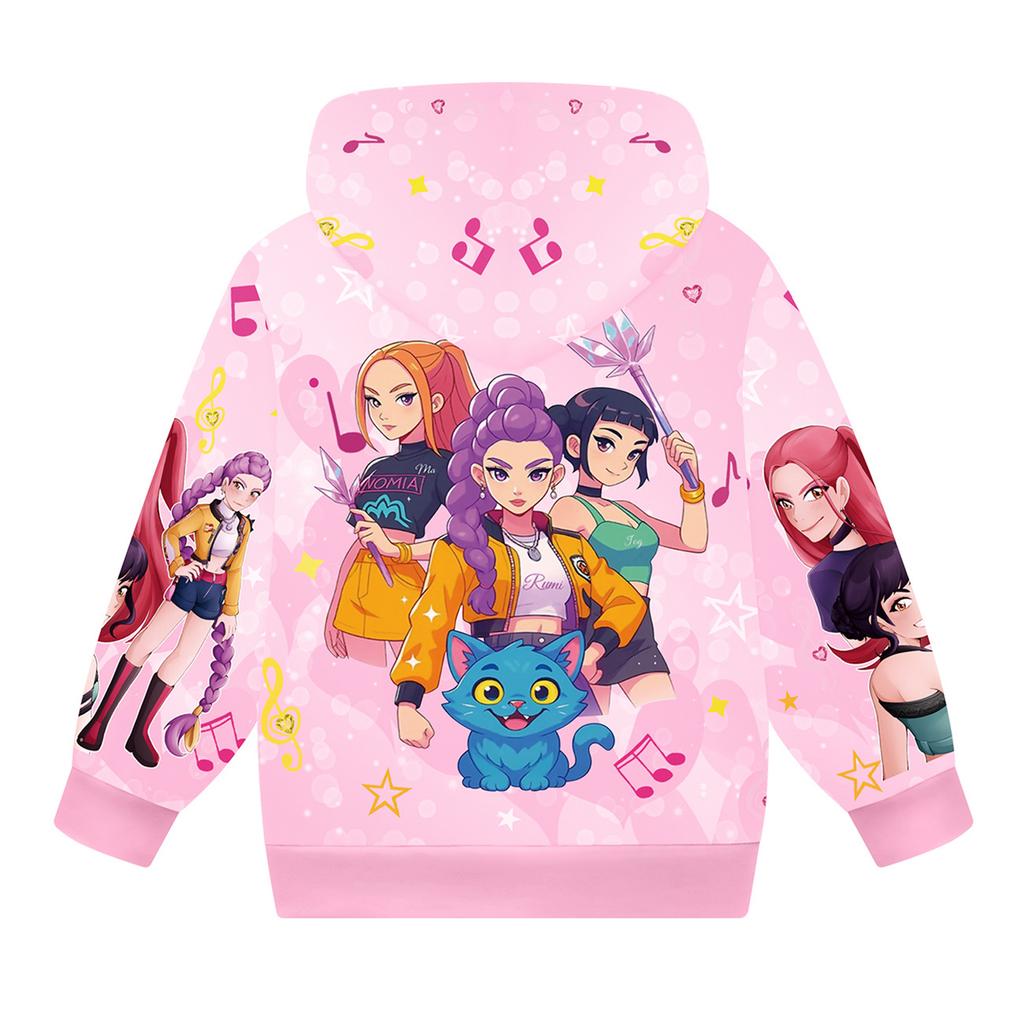 Girls Hoodie 3D Cartoon Jacket Sweatshirt Music Zip Hooded Long Sleeve Tops