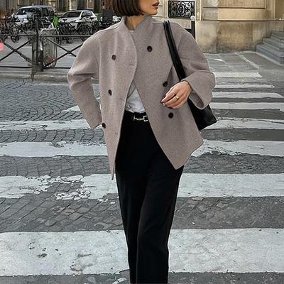 Lässige Urlaubsjacke Knopf Langarmjacke Damen 2025 Herbst Winter