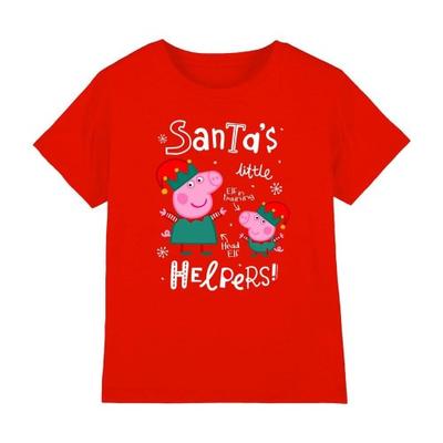 Childrens/Kids Peppa And George Elves Christmas T-Shirt