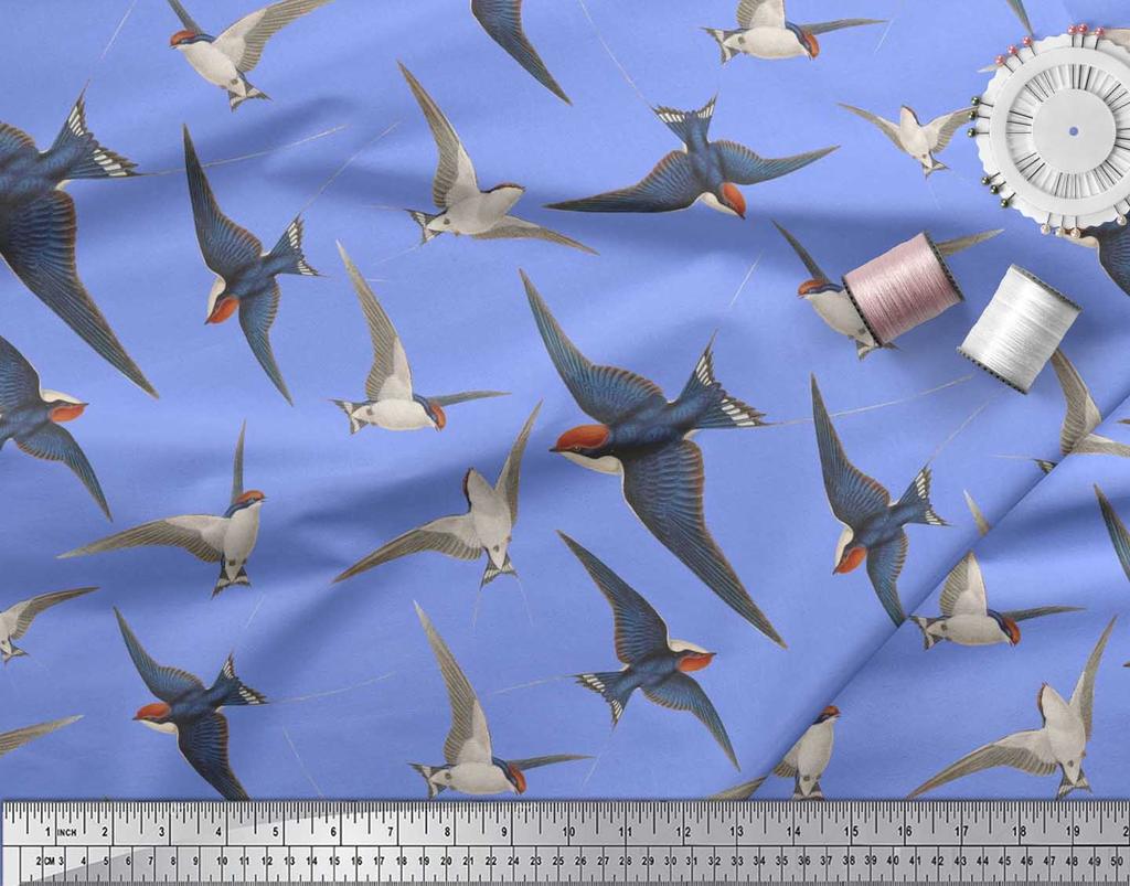 Soimoi Černá japonská krepová saténová tkanina létající datel pták tištěná řemeslná tkanina v metrech 42 palců