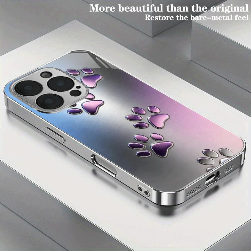 Stylish Metallic Cat Paw Print For iphone 17 case fashion phone cases Glass Phone Case for iPhone 17 16 15 14 13 12 pm Pro Plus