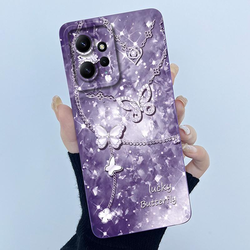 For Xiaomi Redmi Note 12 4G Phone Case Simplicity Butterflies Floral Soft Liquid Silicone Back Shell For Redmi Note12 4G Covers