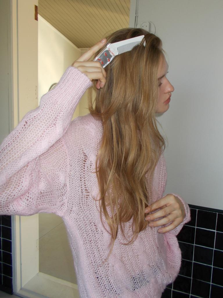 ETMON Hairy Cable Pullover Knit, Light Pink