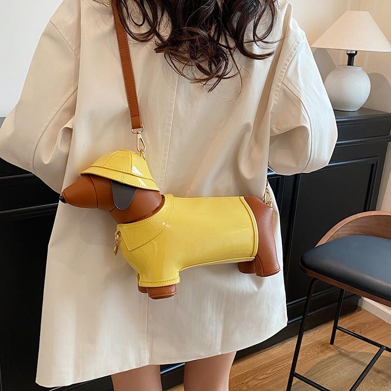 Cute Dog Cartoon Shoulder Bag Women Stylish Crossbody With 3D Charm PU Leather 2025 Trendy Design