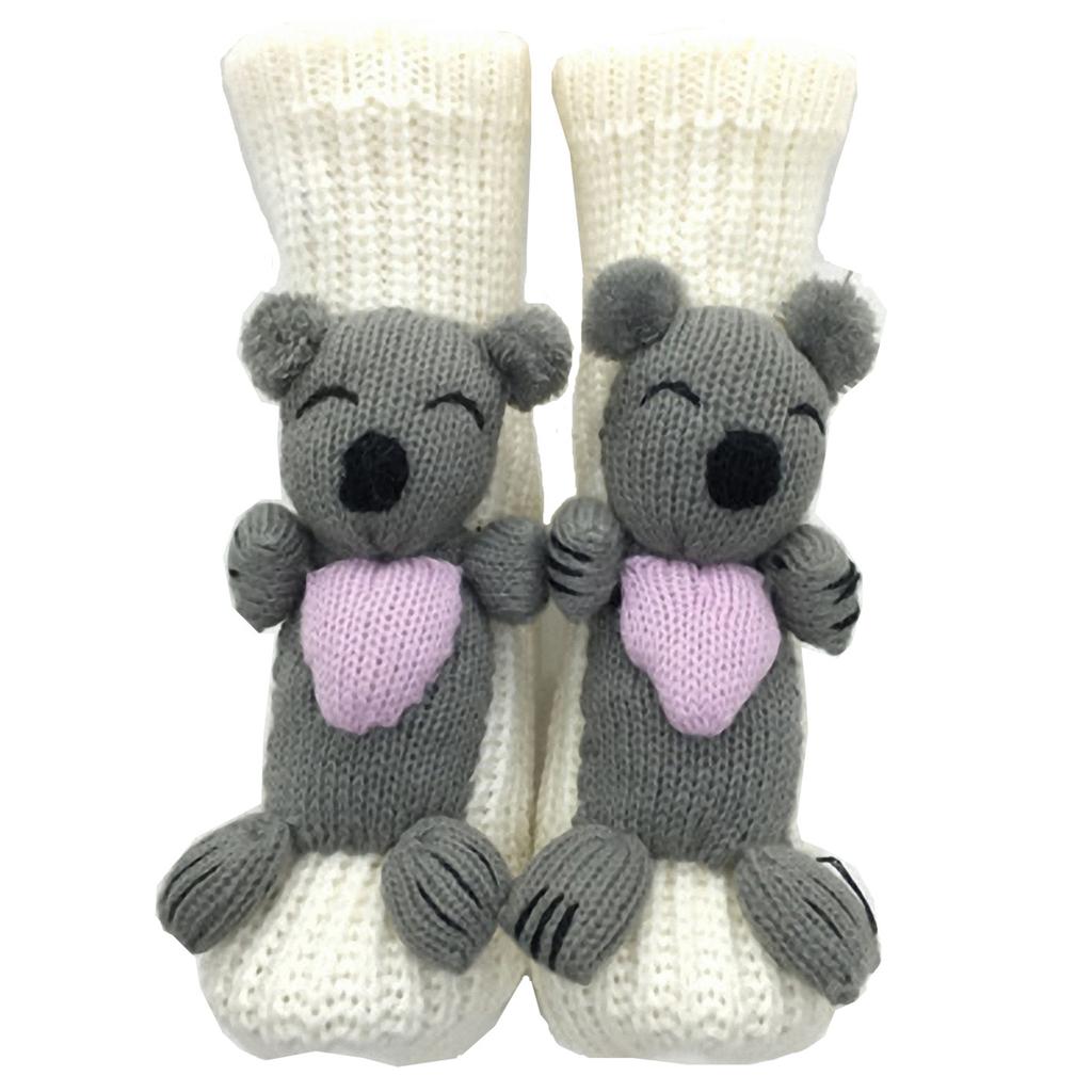 Meias Femininas 3D de Desenho Animado Grossas de Lã, Meias de Chão para Adultos, Meias de Natal