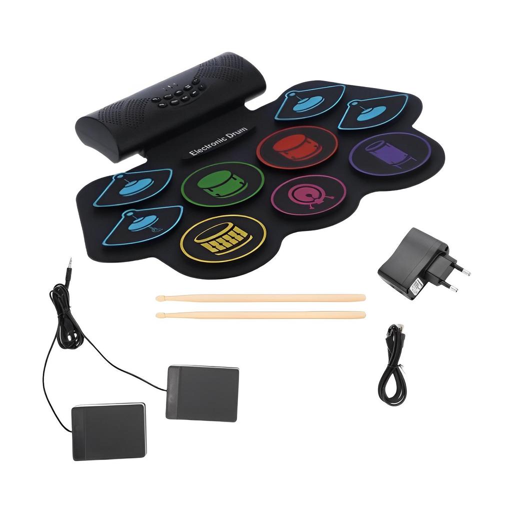 Portable Electronic Hand Roll Drum Kit for Beginners and Children - Foldable Jazz Drum Set