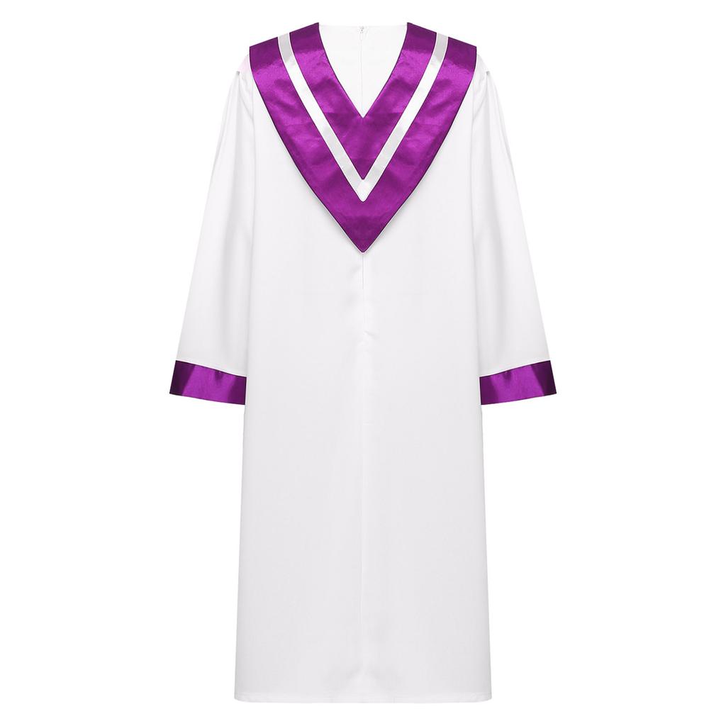 Unisex Adult Choir Robe V Shape Stole Church Chorus Performance Costume Traditional Gown