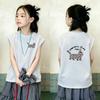 Korean Style Girls' Sleeveless Cotton Vest T-shirt - Summer New Arrivals for Medium and Large Children