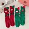 Breathable 3D Designs Christmas Socks Cartoon Cute Middle Tube Socks Big Eyes Cartoon Socks Festive Season